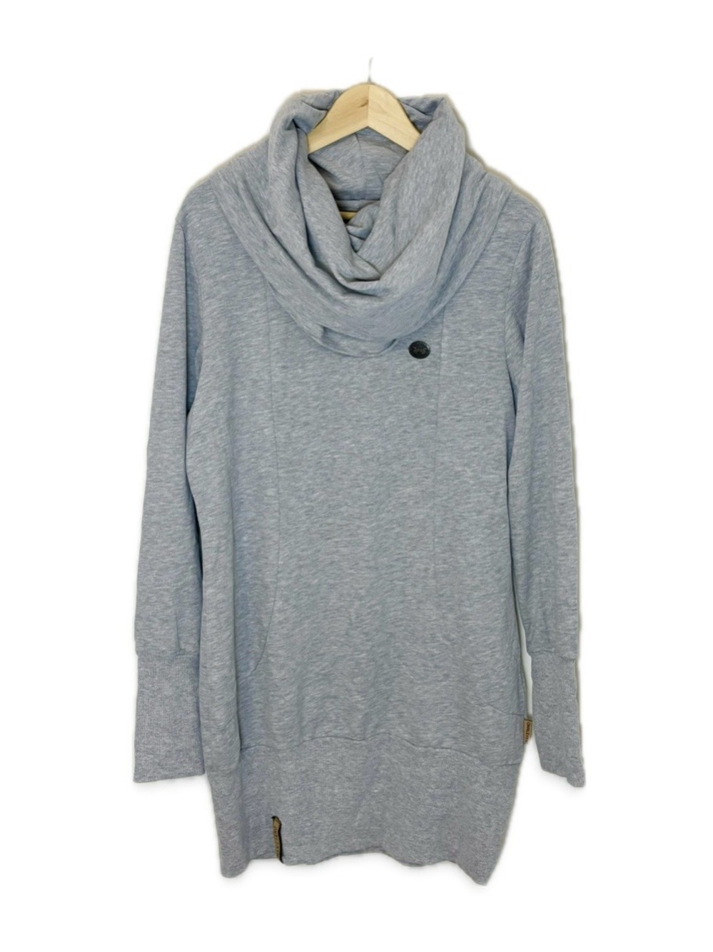 NAKETANO Schniedelwutz Cowl Neck Longline Tunic Sweatshirt Grey Melange XL
